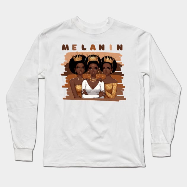 Shades Of Melanin Queens Long Sleeve T-Shirt by Graceful Designs